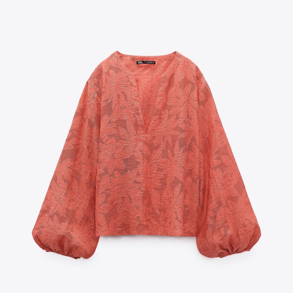 Zara Perforated Flower Top in “Marsala” Size S - NWT